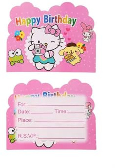 AQHOFSV 20 Pcs Cat Birthday Party Invitation Card Party Supplies Decoration (pink)