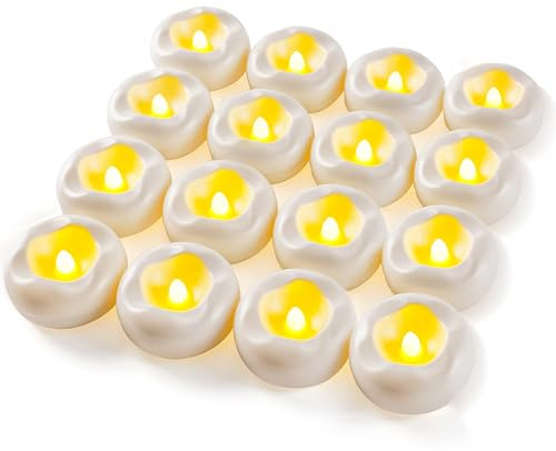 12 Stück LED Schwimmkerzen Wasserkerzen Leuchtet Bei Kontakt mit Wasser, 200 Stunden Wasserdichte Warmweiße Batteriebetriebene Schwimmende Teekerze für Hochzeitszentrum,Bad,Pool,Brunnen 5,8cmx2,5cm