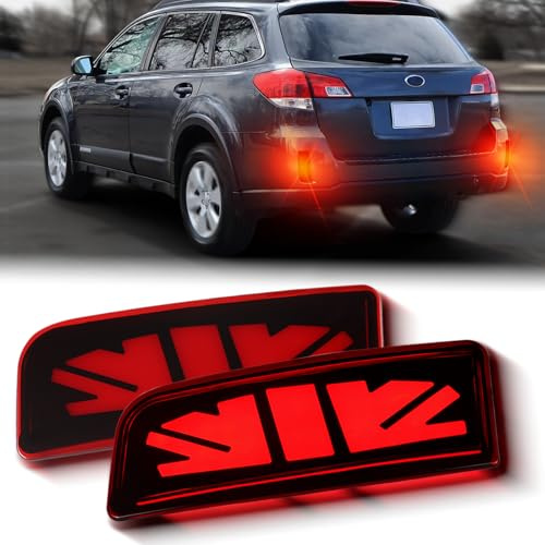 ZDEERAOTO Rear Bumper Reflector Lamp Fog Light DRL Sequential Turn Signal Lamp Feature Kit for Subaru Outback 2010 2011-2014｜LED Rear Reflector Tail Lamp,Replace for OEM 84281AL00A｜84281AL01A (Red)