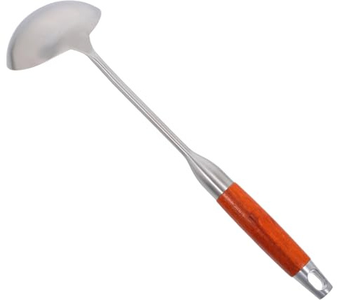 Healifty Louche à Soupe Confortable en Acier Inoxydable Manche en Bois et Design Fonctionnel Finition Polie pour Servir et Mélanger Ustensile Cuisine