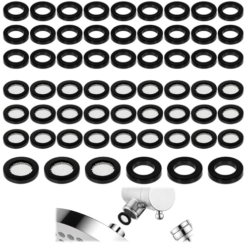 Lot de 60 joints de pommeau de douche – Comprend des rondelles de robinet et des rondelles de joint de tuyau – Maille en caoutchouc et acier inoxydable pour la prévention des fuites