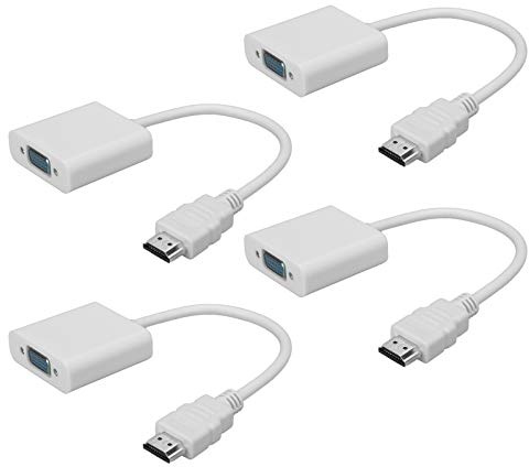 Bognajin 4 uds. de Cable Adaptador HDMI Macho a VGA Hembra, convertidor de Video 1080P para portátiles y proyectores, Adaptador HDMI a VGA de Alta definición con Chip IC Integrado para