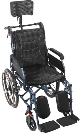 Fauteuil roulant pliable en aluminium jusqu'à 100kg,Chaise roulante handicapé,Fauteuil roulant de transport avec ceinture de sécurité,accoudoir pliable et roulettes de sécurité anti-basculement