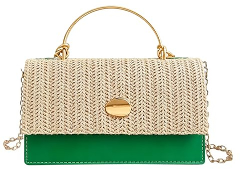 Women's Mini Straw Evening Bag Clutch Purse Top Handle Beach Crossbody Bag