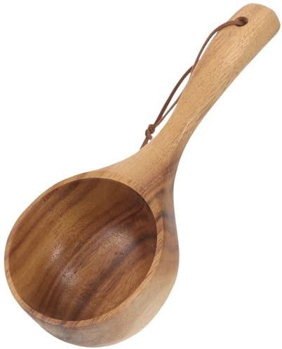WESIEVYA Louche à Sauna en Bois Marron Design Ergonomique et Artisanat D'excellence, Accessoire de Sauna Pratique pour Hôtel et Jardinage