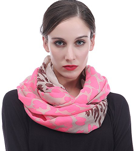 Lina & Lily Leopard Damen Loop Schal Schlauchschal (Neon Rosa)