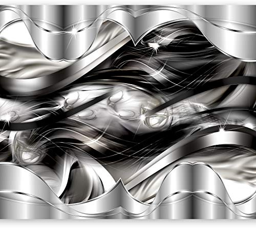 Wallpaper, Wall Mural Abstraction 400x280 cm / 158x110 | Non-Woven Premium Art Print Fleece Wall Mural Decoration Poster Picture Design Modern, Abstract Black White Silver Grey