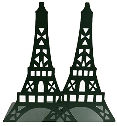 1 coppia di graziosi fermalibri decorativi a forma di torre Eiffel, per scaffali e scrivania, in metallo Nero