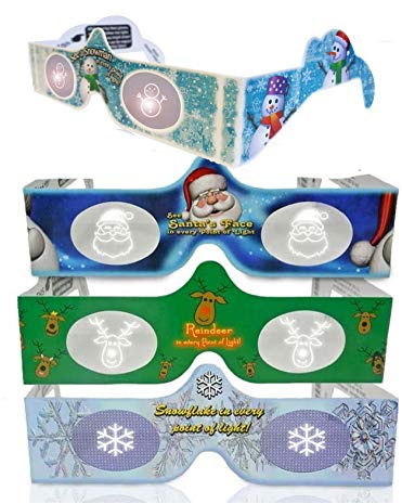 3D Christmas Glasses - Lights Turn into Magical Images Right Before Your Eyes! Our USA MADE Holiday Specs Are Perfect For Family, Friends Or Any Holiday Celebration! See Santa, Snowmen & More!
