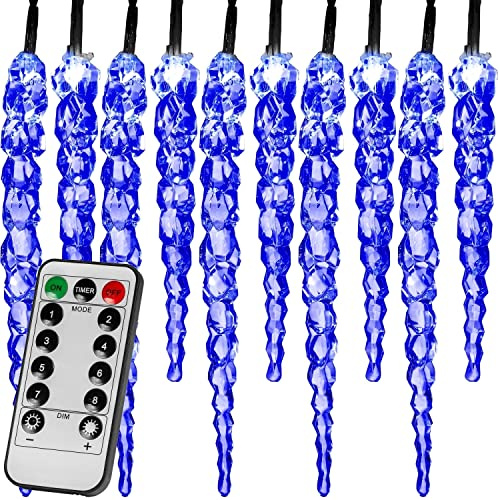VOLTRONIC 40 LEDs Lichterkette Eiszapfen, innen und außen, IP44, Modell- und Farbwahl, blau, Fernbedienung