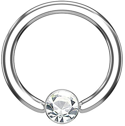 Piercingfaktor BCR Tragus Ohr Piercing Klemmring Flache Kugel mit Kristall