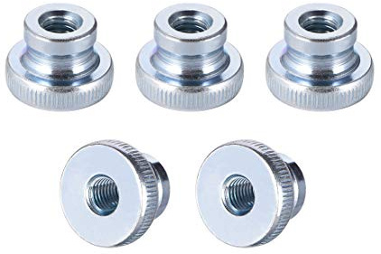 uxcell Knurled Thumb Nuts, 5Pcs M10x1.5mm Iron Round Knobs Fasteners for 3D Printer Parts, Silver Tone