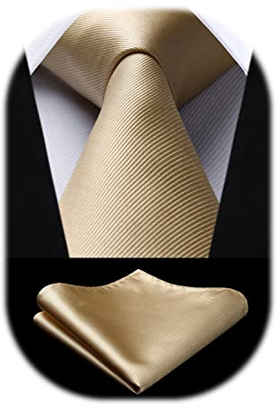 Enlision Champagner Krawatte Herren Hochzeit Krawatten und Einstecktuch Set Einfarbig Seide Krawatte Gold Elegant