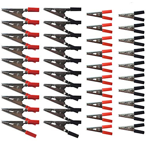 Senven 40Pcs Crocodile Clip, Clip Alligator Alligator Pinzas de prueba de metal Prueba por electricista Trabajo, Clip de aislamiento de metal Batería Pinzas de pinza de cocodrilo.