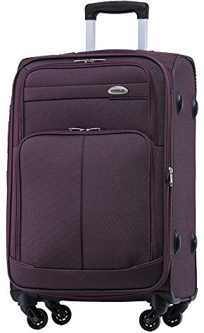BEIBYE Leichter Stoffkoffer Kofferset Trolley Außentaschen Dehungsfuge mehr Stauraum mit Zahlenschloss (Lila, L-Mittlerer Koffer-64cm)