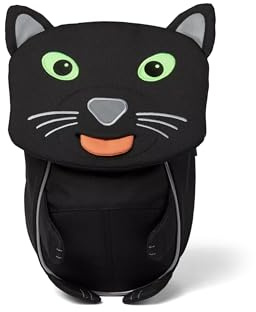 Affenzahn Kinderrucksack Kleiner Freund Schwarzer Panther - Schwarz | Ergonomischer Kindergarten-Rucksack für Kinder von 1 bis 3 Jahren mit Reflektoren, Ziehzunge und Namensschild