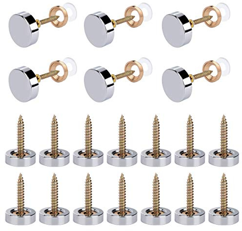 Tornillos para Espejo con Tapas Cubiertas de Tornillo Decorativas Pulido Clavos de Espejo con Goma para Mesas de té Armarios Marcos de Cuadros 16mm 20 Piezas