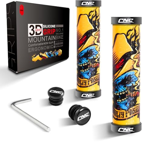 CNC Bike Handlebar Grips,MTB Silicone Grips, Gel Grips for Mountain Bike/BMX/Bicycle.