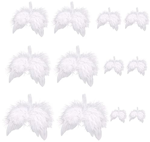 12 Stück Christbaumschmuck Federn Flügel Engel Anhänger Engelsflügel Weihnachtsbaum Deko Federn Engelflügel Engels Feder Flügel für Weihnachtsfeier Dekoration DIY Handwerk Hochzeitsdekor (6 Größen)
