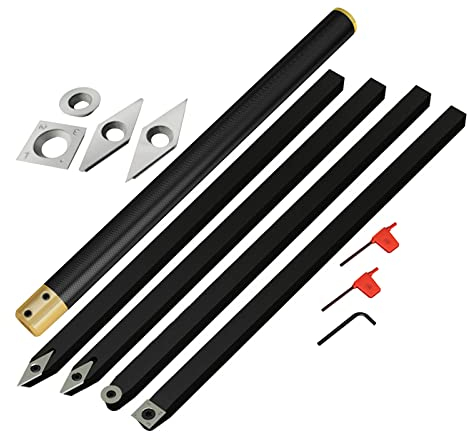 Vierteiliger Werkzeughalter mit Klinge + gerändelter Werkzeughalter aus Aluminiumlegierung, Drehmeißel mit Wendeplatte, Drehklinge, Drehwerkzeug, Zubehör für Picking-Drehmaschinen