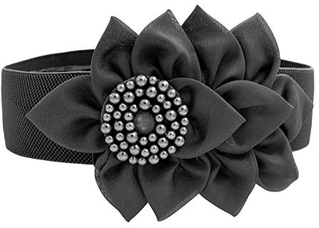 TeeYee Damen Elastisch Taillengürtel Große Blumen Decor Boho Breite Gürtel | Elastisch Tailleband,Women Elastic Belt,Renaissance Gürtel