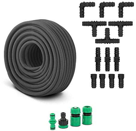 hillvert HT-COSTIGAN-50 Tuyau poreux tuyau goutte à goutte (Longueur : 50 m, Débit maximal : 840 à 1 200 l/h, Pression : 4 bars)