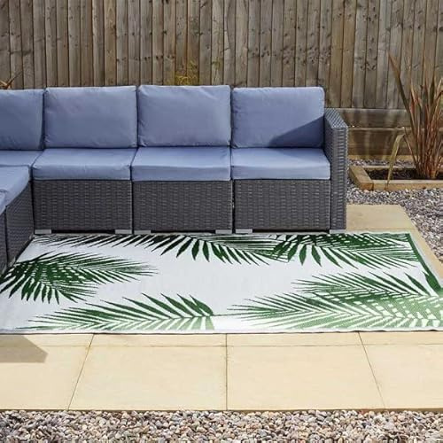 Marco Paul - Alfombra grande al aire libre para interiores y exteriores, 150 x 210 cm, 100 % polipropileno, resistente al agua, estampado a mano, ideal para patio, pasillo, cocina, playa (Tropicana -
