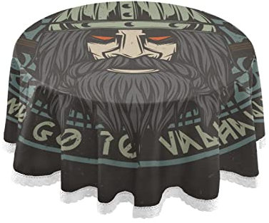 Vnurnrn Weapon Ancients Axe Warrior Round Tablecloth Table Cover for Party Dinner Kitchen Decorative Cloth 60In