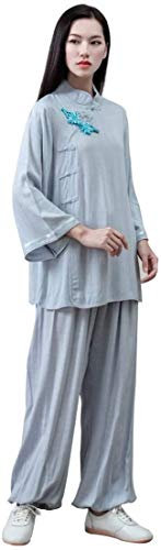 Vier-Jahreszeiten-Tai-Chi-Uniform-Set, Kampfsport-Anzug für Damen, Kung-Fu-Uniform, Tai-Chi-Anzug, Baumwolle, Kampfsport-Anzug, Zen-Meditation, Zen-Meditation, Yoga-Anzug (Farbe: Hellblau, Größe: UK