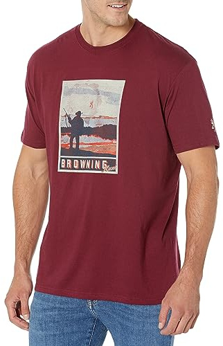 Browning Herren Buckmark Graphic T-Shirt Jagd & Outdoor Kurzarm, USA Landschaft (Kastanienbraun), L
