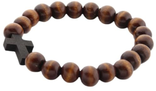 Holibanna Holzperlen Armband Mit Kreuz Anhänger Für Herren Handgefertigtes Naturholz Bead Bracelet Modisches Schmuckstück Für Alltag Und Festliche Anlässe