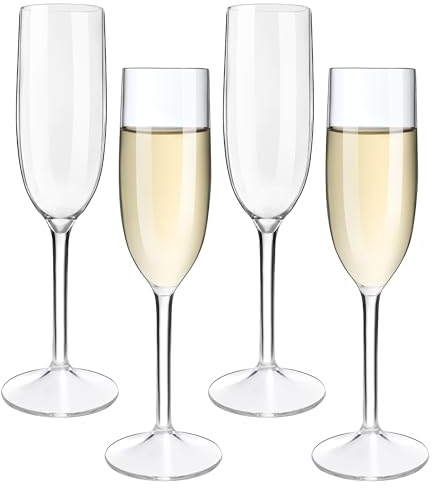 HAHASHOW Bicchieri da Champagne, 100% Tritan-Plastica Calici per Prosecco, Bicchieri da Spumante in Cristallo 170 ml, Adatto alla Lavastoviglie, Set di 4