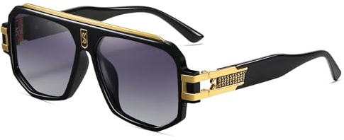 SHEEN KELLY Polarisierte flache obere quadratische Sonnenbrille für Männer Mode Pilot überdimensioniert Metallrahmen Brillen