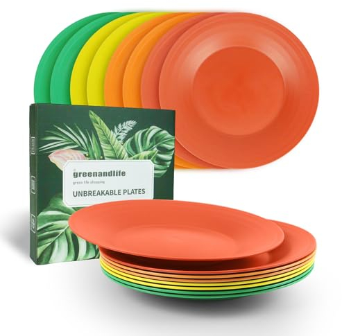 greenandlife Légères et incassables assiettes en - Passe au lave-vaisselle et au micro-ondes, sans BPA et saines (Orange -A)
