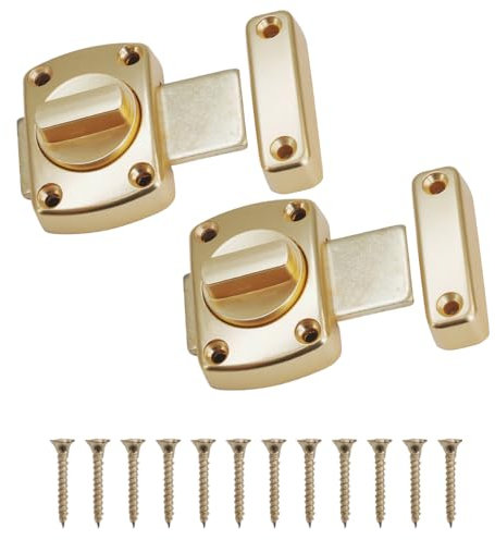 Pestillo para puerta de baño, 2 unidades, antirrobo, acero inoxidable, cerradura con tornillos para puerta de baño, puerta de armario (dorado)