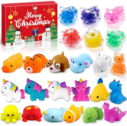 Lubibi Mochi Squishy Toy Advent Calendar 2025, 24 Day Countdown Christmas Advent Calendar Gift, Stress Relief Toys, Christmas Surprises For Boys Girls 3 4 5 6 7+12 Years Old