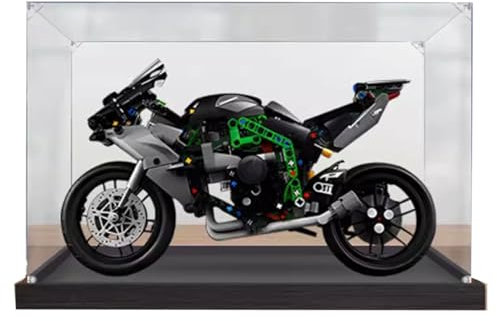 Acryl-Vitrine für Lego 42170 Motorrad, staubdichte, transparente Vitrine, Modell-Sammler-Vitrine (Modell nicht im Lieferumfang enthalten) (schwarzer Sockel, 3 mm)