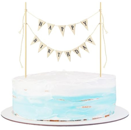 Banderole Joyeux Anniversaire Happy Birthday Decoration Bannière de Guirlande de Joyeux de Fanions Bannière en Lin Vintage D'anniversaire Convient aux Accessoires de Décoration de Fête D'anniversaire