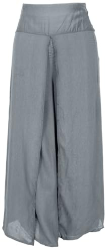 GURU SHOP Palazzohose, Offene Boho Sommerhose, Hosenrock - Silbergrau, Damen