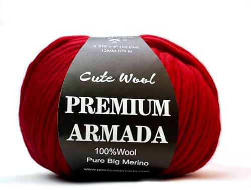 Dicke Strickwolle 100% Merino Wolle Schurwolle (rot)