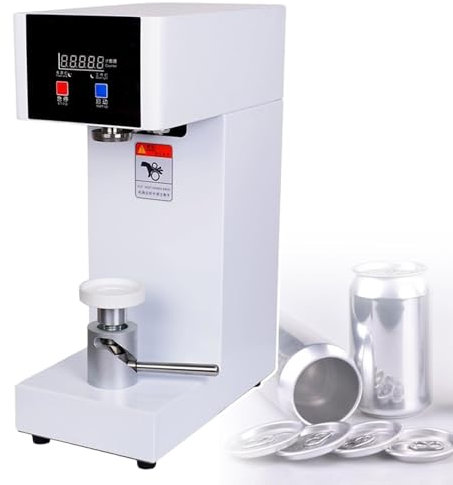 QIUFANGY Liquid can cup sealer, bubble tea can sealer, suitable for juice/beer, counting digital screen display(White,220V)