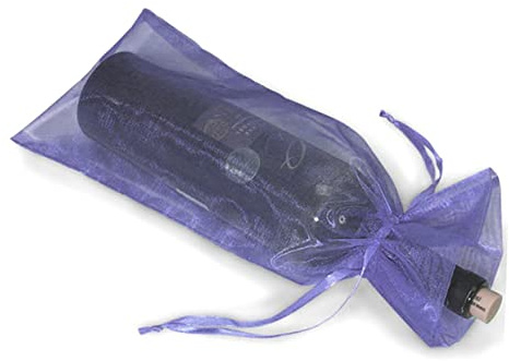 Healeved 20stücke Flaschentüte Weinflaschentasche Organza Transparent Lila Satin Kordelzug Weinflaschen Tüten Geschenkverpackung Weinflasche Geschenktüten Weinflasche Weingeschenkbeutel Wei