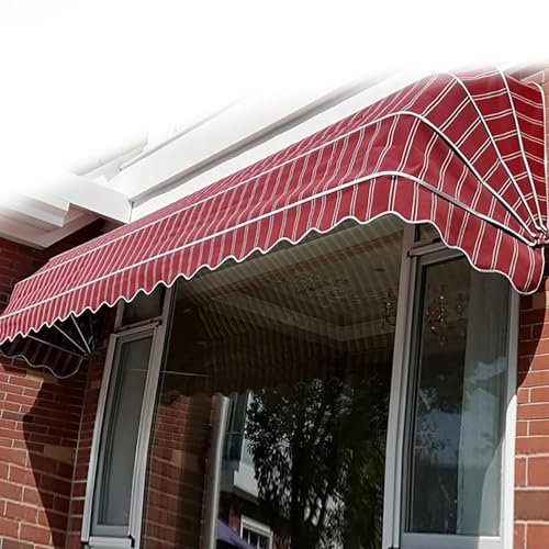 Manuell einziehbare Markise aus Aluminiumlegierung, höhenverstellbar, UV-beständig, wasserdicht, Handkurbel für Terrasse, Balkon, ohne Bohren, Klemme, Außenmarkise für Balkon