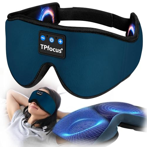 TPfocus Bluetooth-Kopfhörer zum Schlafen, 100 % blickdicht, seitlich | 3D-Design ohne Augendruck | ultradünne Lautsprecher | klarer Klang | waschbar | bequem | 16 Stunden Akkulaufzeit