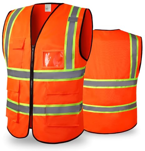 Hi Vis Vests for Women Men High Visibility Reflective Safety Vests Breathable With Pocket Zipper for Build Oudoor Work Meet ANSI/ISEA Standard