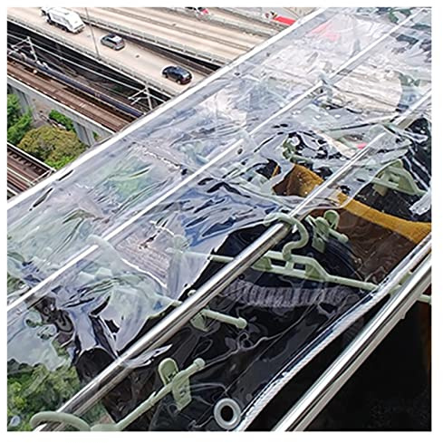 ZHZHXR Telo Impermeabile in PVC Resistente Telo Trasparente da 650g/㎡ Telone Antipolvere, con Occhielli Copertura Trasparente per Serra (0.8x1.5m/2.62x4.92ft)