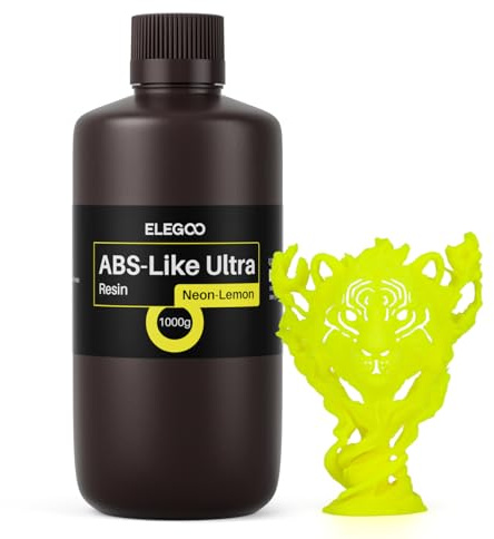 ELEGOO ABS-Like Ultra Resin, High Toughness UV-Curing Resin Zitronengelb 1000G | UV-härtendes 3D-Druckerharz, hohe Zähigkeit, hervorragende Fließfähigkeit, 3D-Druckerharz für LCD-Drucker