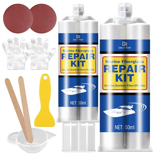 Kit de réparation marine en fibre de verre – 100 ml de gel transparent et de gelcoat pour bateaux, remplissage époxy de réparation en fibre de verre, réparation rapide des rayures, fissures, trous