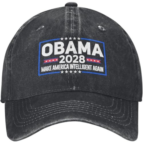 AAENNAUK Même Style Obama 2028 Casquette de Baseball Intelligent Again Design, Chapeau léger et Respirant pour Hommes et Femmes, Noir Surprise réglable spéciale fête compétition