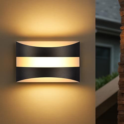 Homefire LED Wandleuchte Innen Schwarz Wandlampe Up and Down Leuchten 5W | 3000K Warmweiß Wandleuchten Industrial Treppenhaus Beleuchtung Aus Metall+Acryl Wandbeleuchtung für Flur Schlafzimmer Küche